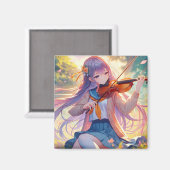 Schönes Anime Girl Violine Magnet (Vorderseite/Rückseite)