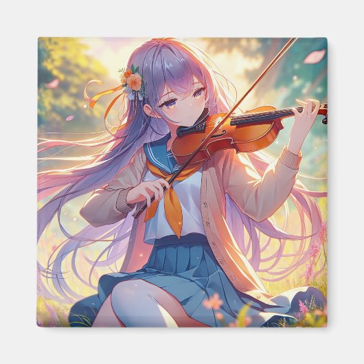 Schönes Anime Girl Violine Magnet (Vorne)