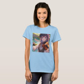Schönes Anime Girl Violine T-Shirt (Vorne ganz)
