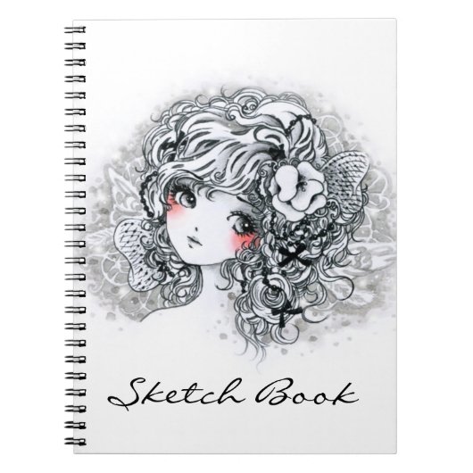 Schönes Animemädchen in Schwarzweiss Notizblock (Vorderseite)
