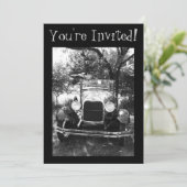 Schönes antikes Auto-Foto laden Einladung (Stehend Vorderseite)