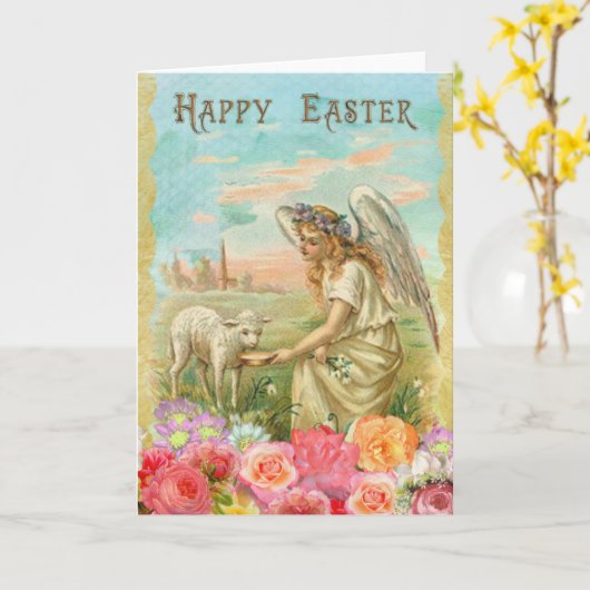 Schönes antikes Bild der Osterkarte Karte (Gelbe Blume)