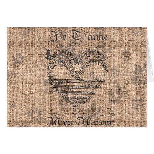 Schönes antikes Musiknoten Herz (Vorderseite (Horizontal))