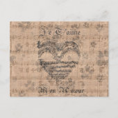 Schönes antikes Musiknoten Herz Postkarte (Vorderseite)