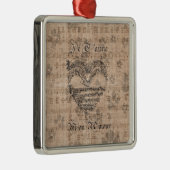 Schönes antikes Musiknoten Herz Silbernes Ornament (Rechts)