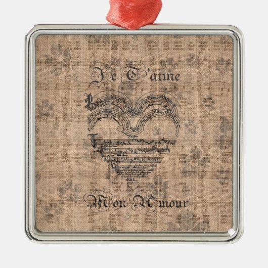 Schönes antikes Musiknoten Herz Silbernes Ornament (Vorne)