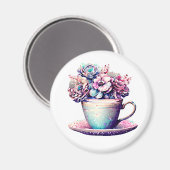 Schönes antikes Teacup Vintage Blume Magnet (Vorderseite/Rückseite)