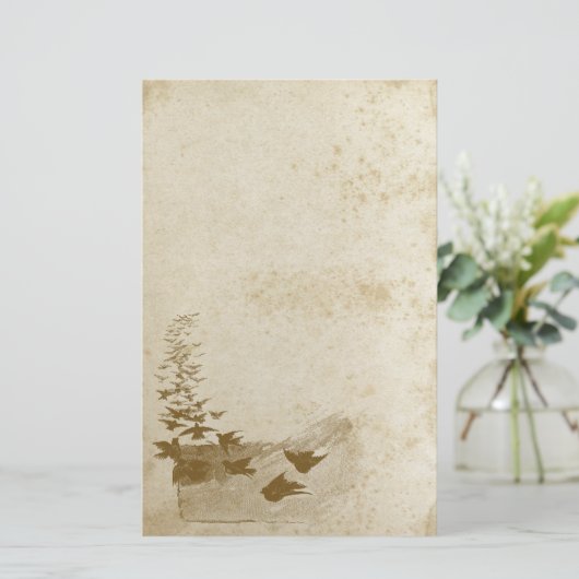 Schönes Antiquitätenpapier für gefestigte Vögel Briefpapier (Stehend Vorderseite)