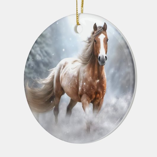 Schönes Appaloosa Pferd im Schnee Weihnachten Keramik Ornament (Links)