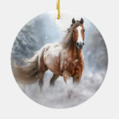 Schönes Appaloosa Pferd im Schnee Weihnachten Keramik Ornament (Hinten)