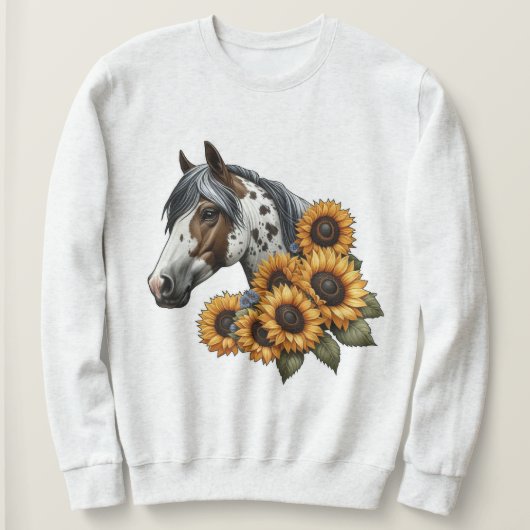 Schönes Appaloosa Pferd mit Sonnenblumen Sweatshirt (Design vorne)