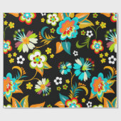 Schönes Aqua & Abstraktes Blumenmuster Geschenkpapier (Flach)