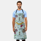 Schönes Aqua Blue und Black Queen Bee & Foliage Schürze (Getragen)