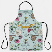 Schönes Aqua Blue und Black Queen Bee & Foliage Schürze (Vorderseite)