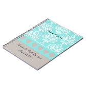 Schönes Aqua Blue und Taupe Wedding Guest Notebook Notizblock (Linke Seite)