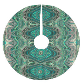 Schönes Aquamarines Art Deco Fraktal Abstrakt Polyester Weihnachtsbaumdecke