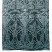 Schönes, aquamarines Jugendstil-Muster, floral,m Duschvorhang (Vorderseite)