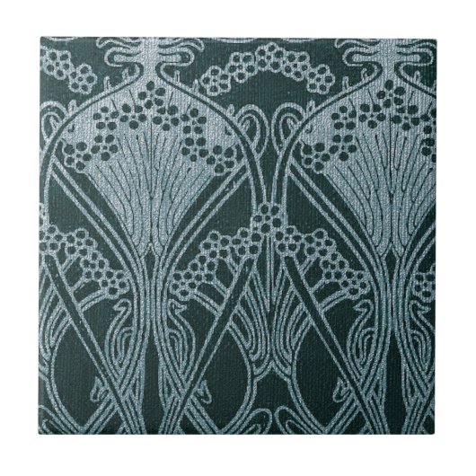 Schönes, aquamarines Jugendstil-Muster, floral,m Fliese (Vorderseite)