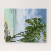 Schönes Aquamarines Meer, Sandstrand, Palmen Puzzle (Horizontal)