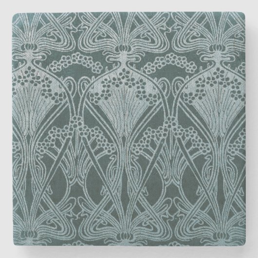 Schönes, aquamarines Silber, Jugendstil-Muster, Bl Steinuntersetzer (Vorderseite)