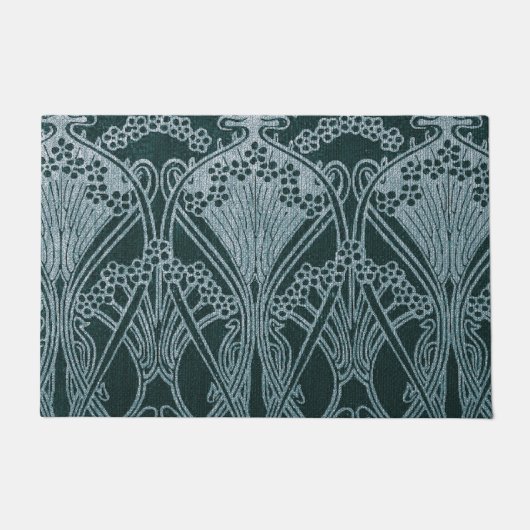 Schönes, aquamarines Silber, Kunst nouveau Muster, Fußmatte (Vorderseite)