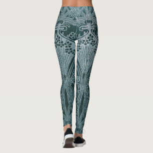 Schönes, aquamarines Silber, Kunst nouveau Muster, Leggings