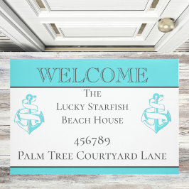 Schönes Aquamarines türkisfarbenes Ankerstrand Fußmatte