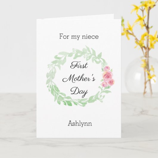 Schönes Aquarell 1. Muttertag Nichte Karte (Gelbe Blume)