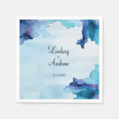 Schönes Aquarell Blau und Cyan Wedkins Serviette (Vorderseite)