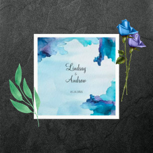 Schönes Aquarell Blau und Cyan Wedkins Serviette