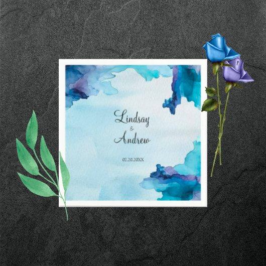 Schönes Aquarell Blau und Cyan Wedkins Serviette