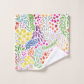 Schönes Aquarell-Blumenmuster Sprint Bunt Badhandtuch Set (Waschlappen)