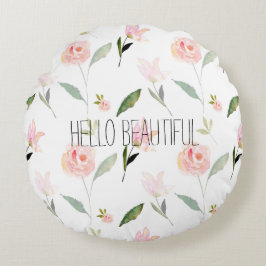 Schönes Aquarell Blütenrot Rosa Rundes Kissen