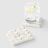 Schönes Aquarell Blütenrot Rosa Steinuntersetzer (Seitenansicht)