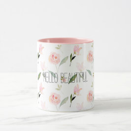 Schönes Aquarell Blütenrot Rosa Tasse