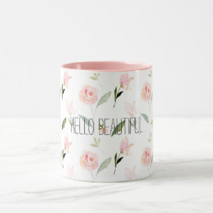 Schönes Aquarell Blütenrot Rosa Tasse