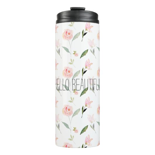 Schönes Aquarell Blütenrot Rosa Thermosbecher (Vorderseite)