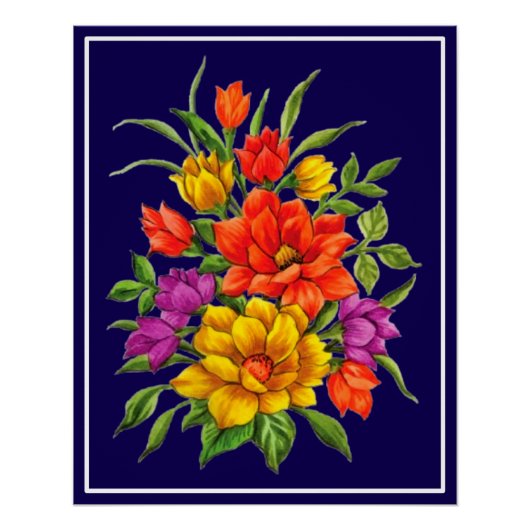 Schönes Aquarell Bouquet aus Blume-34123 Poster (Vorderseite)