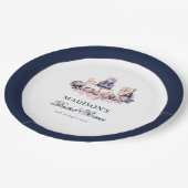 Schönes Aquarell-Brautparty Personalisiert Pappteller (Schrägansicht)