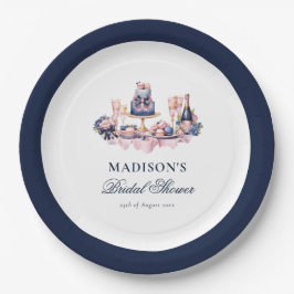 Schönes Aquarell-Brautparty Personalisiert Pappteller