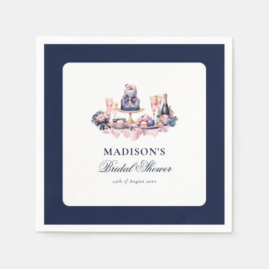 Schönes Aquarell-Brautparty Personalisiert Serviette (Vorderseite)