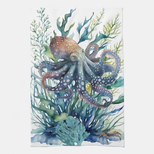 Schönes Aquarell Octopus Küchentücher (Vertikal)