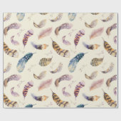 Schönes Aquarell versieht Muster mit Federn Geschenkpapier (Flach)