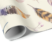 Schönes Aquarell versieht Muster mit Federn Geschenkpapier (Rolleneckpunkt)