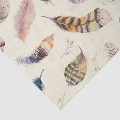 Schönes Aquarell versieht Muster mit Federn Seidenpapier (Ausschnitt)