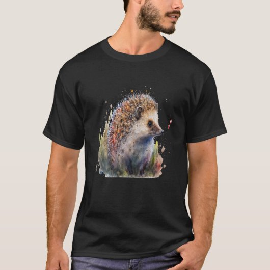Schönes Aquarellbild Igel Portrait T-Shirt (Vorderseite)