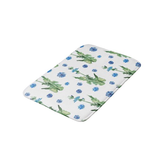 Schönes Aquarellblumenmuster Badematte (Schrägansicht)