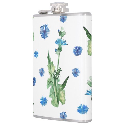 Schönes Aquarellblumenmuster Flachmann (Links)