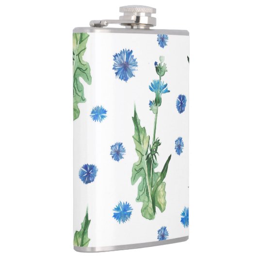 Schönes Aquarellblumenmuster Flachmann (Rechts)