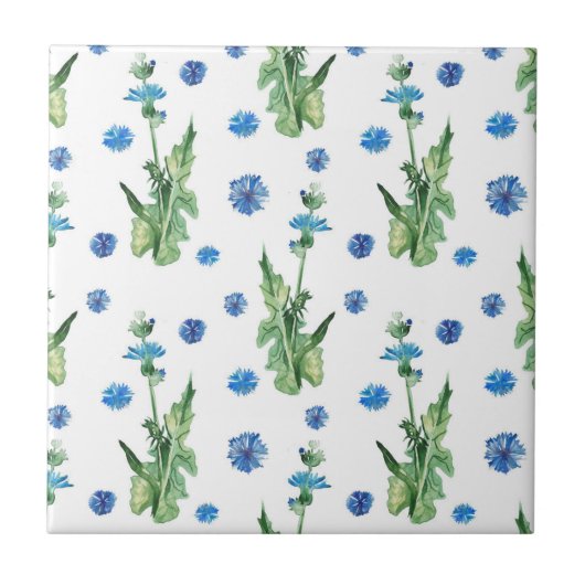 Schönes Aquarellblumenmuster Fliese (Vorderseite)